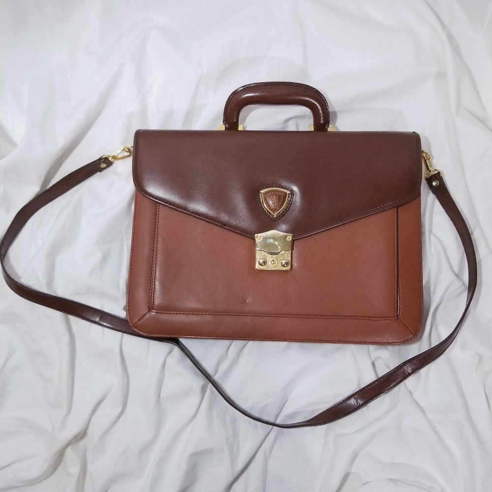 NWT Adriana Genuine Leather Brown Portfolio Bag